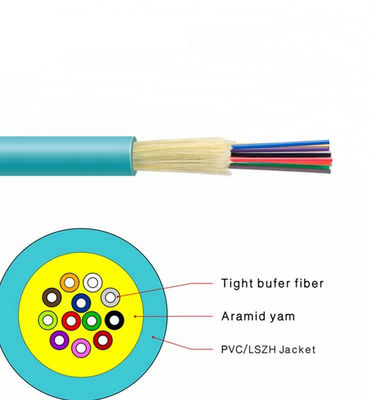 OM3 Optische Kabel 24 van Aqua Jacket Tight Buffer Fiber de Distributiekabel van de Kern Binnenvezel